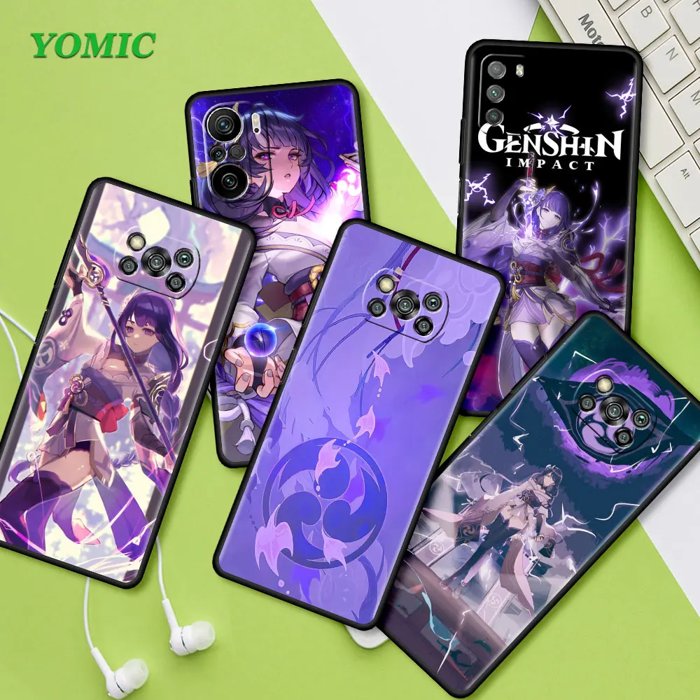 

Soft Bags For Xiamo Mi Poco X3 NFC M3 11 Lite 11T 12 10T 9T F3 M4 Pro 5G Note 10 Black Phone Cases Genshin Impact Raiden Shogun