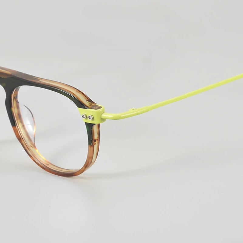 Ретро черепаховый мужской пилот овальная оправа для очков из чистого титана AEV-008