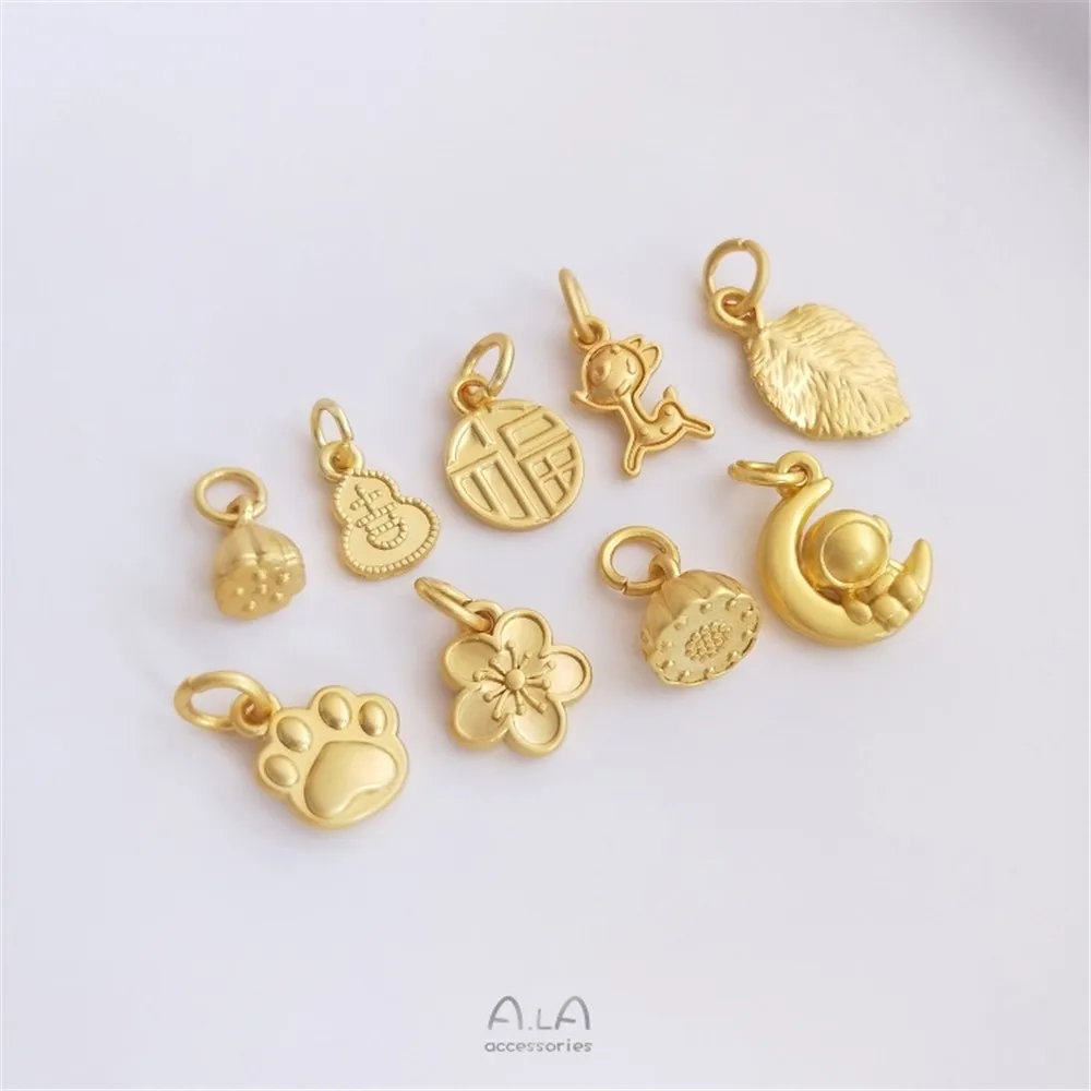 

18K dummy gold paua lotus gourd blessing Sakura leaves cat paw deer pendant DIY bracelet ornaments Pendant