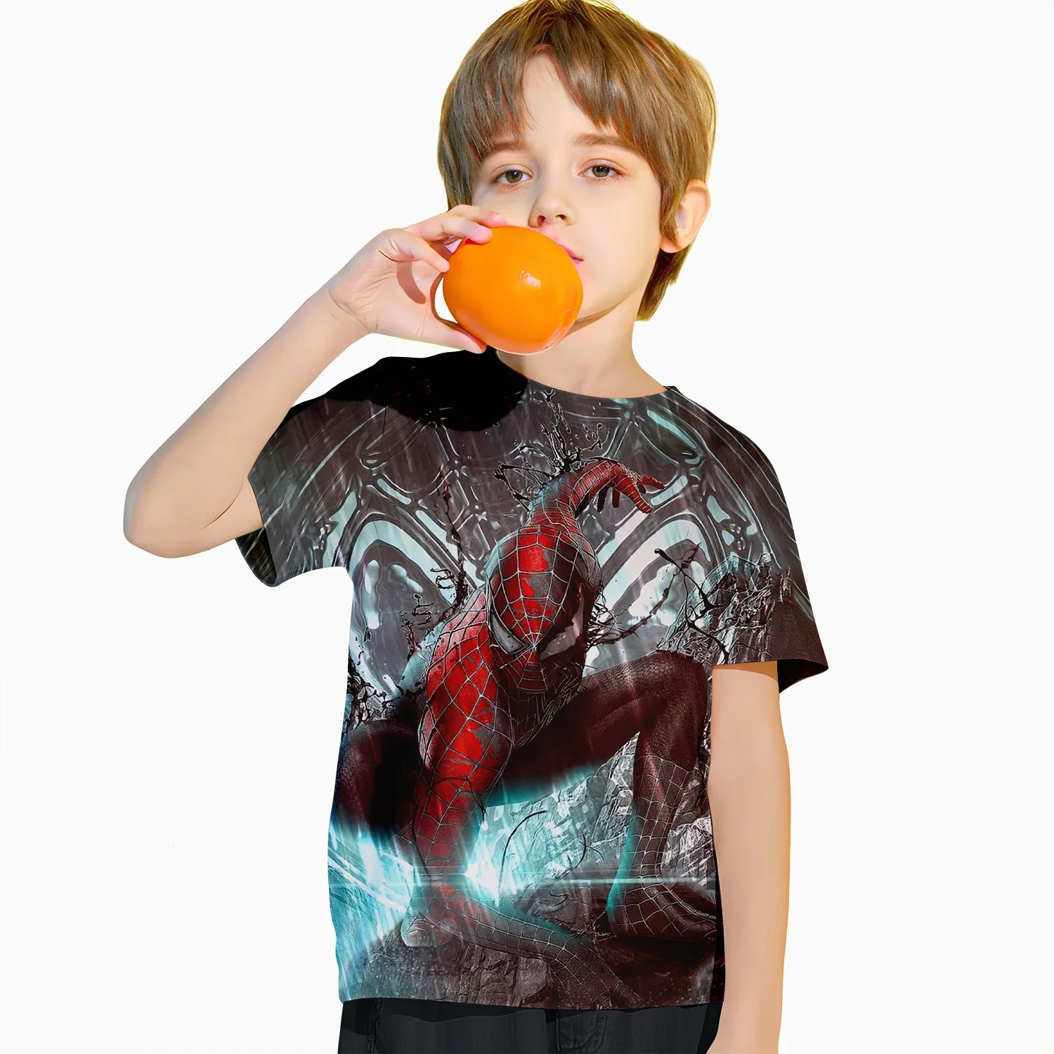 Детская летняя быстросохнущая дышащая футболка с короткими рукавами супергерой