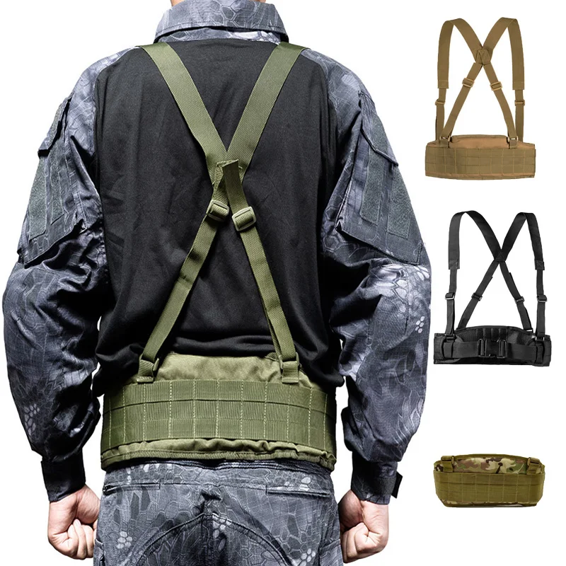 

Nylon Tactical Molle Belt Men's Combat Airsoft Paintball Girdle H-shaped Army Hunting Military Waist Belt Waistband Accessories