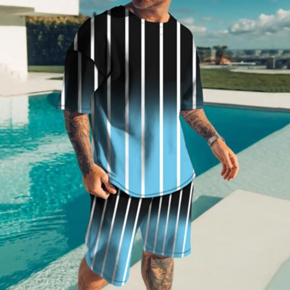 

Pockets 2Pcs/Set Classic Simple Casual Men Sports Suit Activewear Men Summer Outfit O-neck for Running