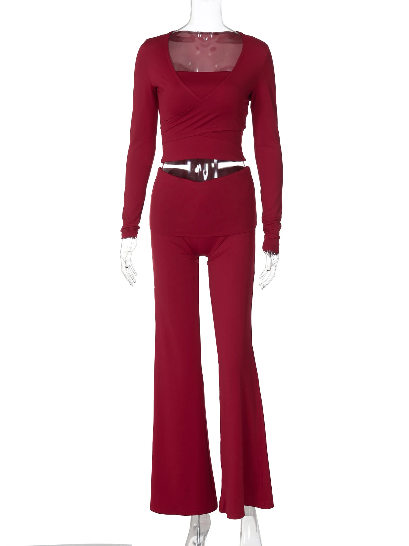 Hawthaw женские 2024 весенне-осенние укороченные топы с длинными рукавами длинные