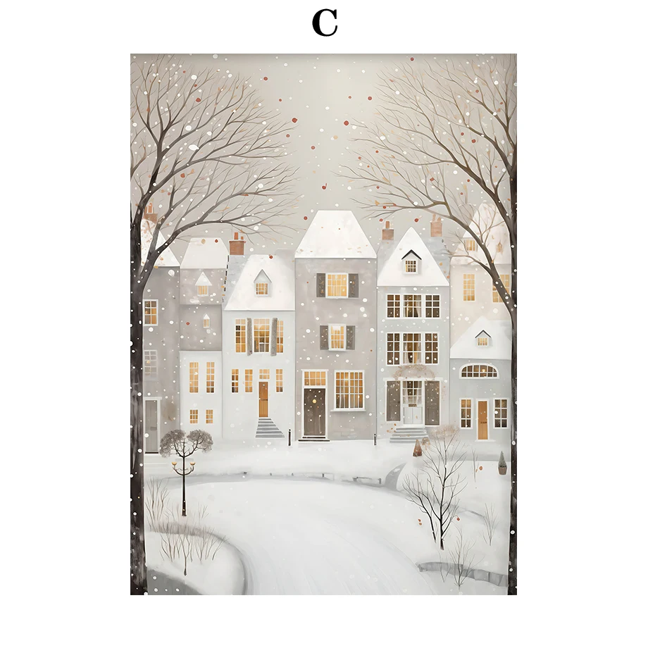 

Романтический Зимний снег ночью в Париже Снежный домик Рождественская елка Снежный город модная настенная Картина на холсте скандинавский постер Декор