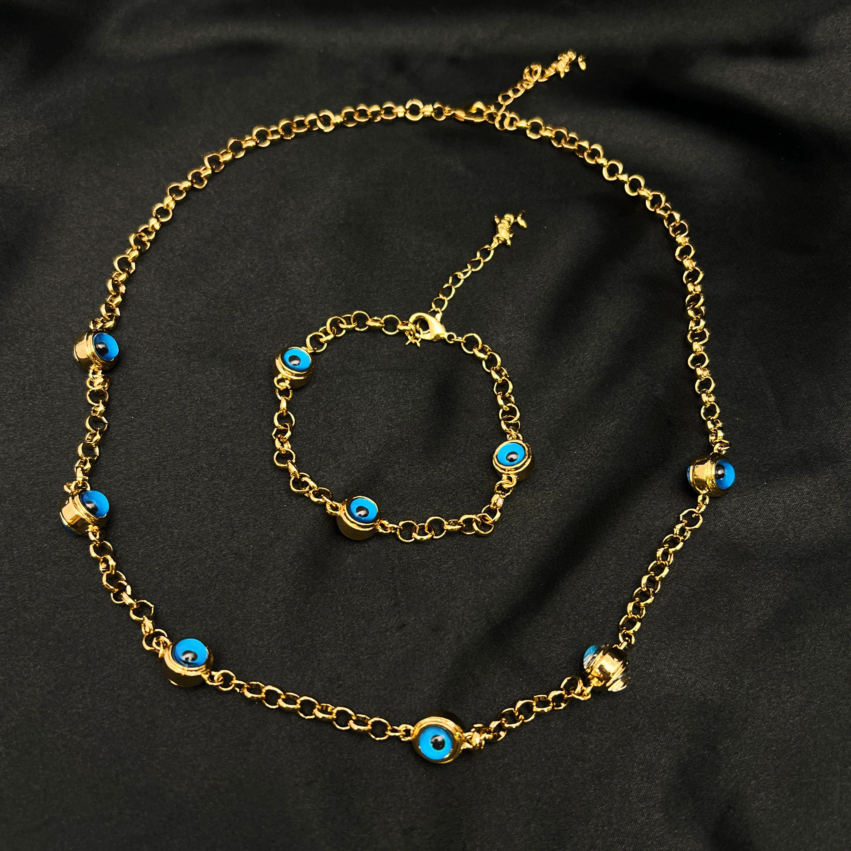 

MANDI High Quality Evil Eye Jewelry Two-piece Sets for Women Middle East Popular Ethnic Style Gold-plated Bracelet Necklace Set
