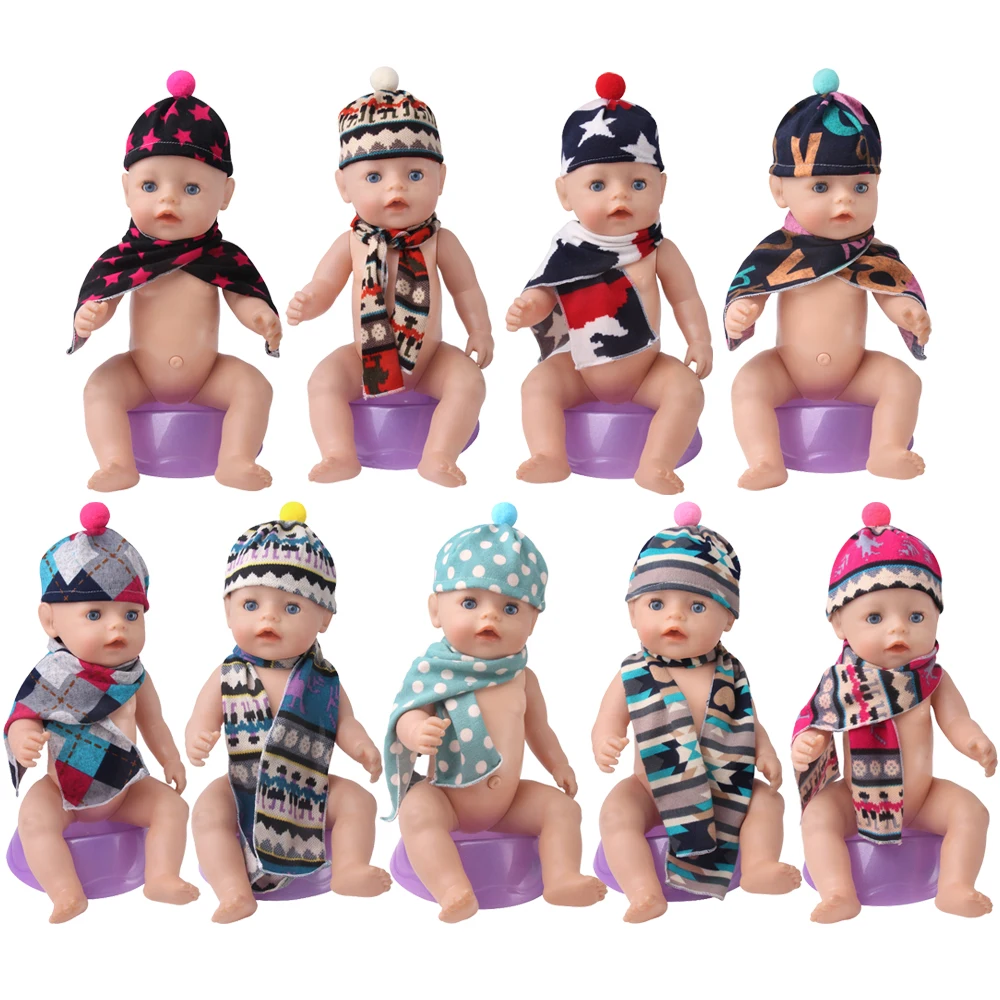 

43cm Baby Newborn Clothes Scarf Hat 18 Inch American Doll Girl Toy 17 Inch Baby Born Doll Clothes Accessories Festival Gifts