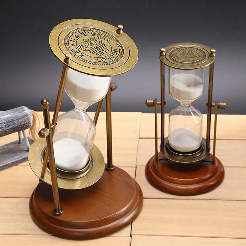 

Creative Metal Hourglass Sand Watch Clock Timer 15/30 Minutes Wooden Frame Rotating Hourglasses Home Desk Office Decoration