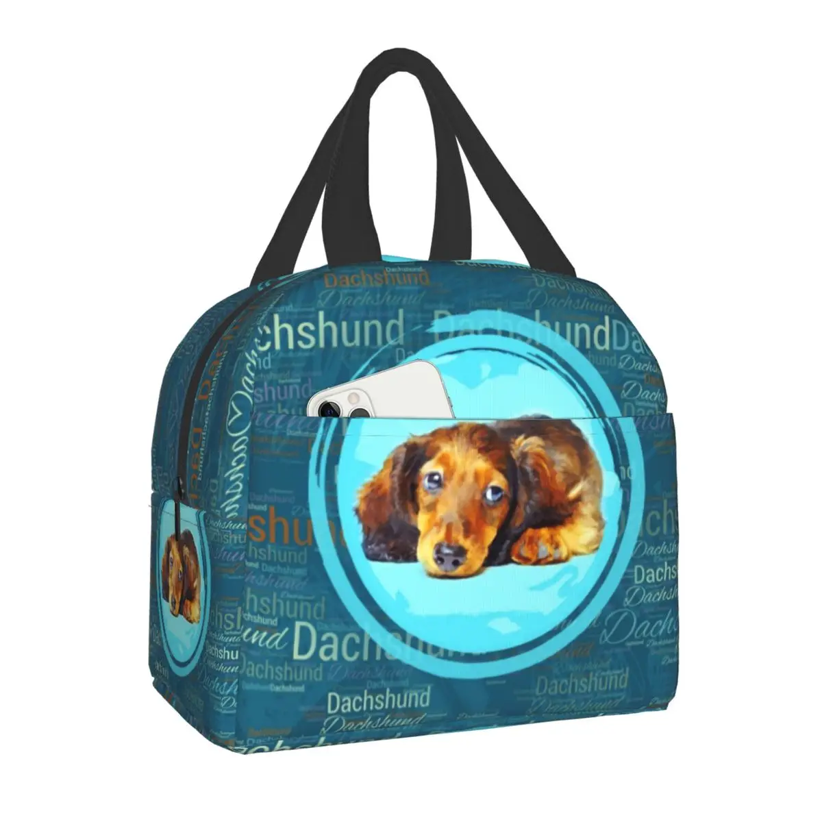 

Симпатичная изолированная сумка-тоут для ланча с таксой, женская сумка-холодильник для сосисок, барсука, собаки, термальный Ланч-бокс для еды для детей, школьников