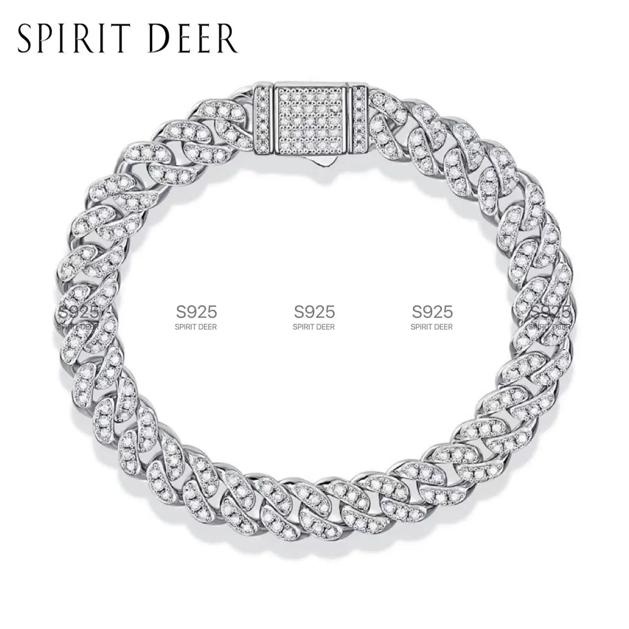 

100% Sterling Silver 925 Moissanite Men's/Women's Bracelet Hypoallergenic Fashion Elegant Jewelry Gift