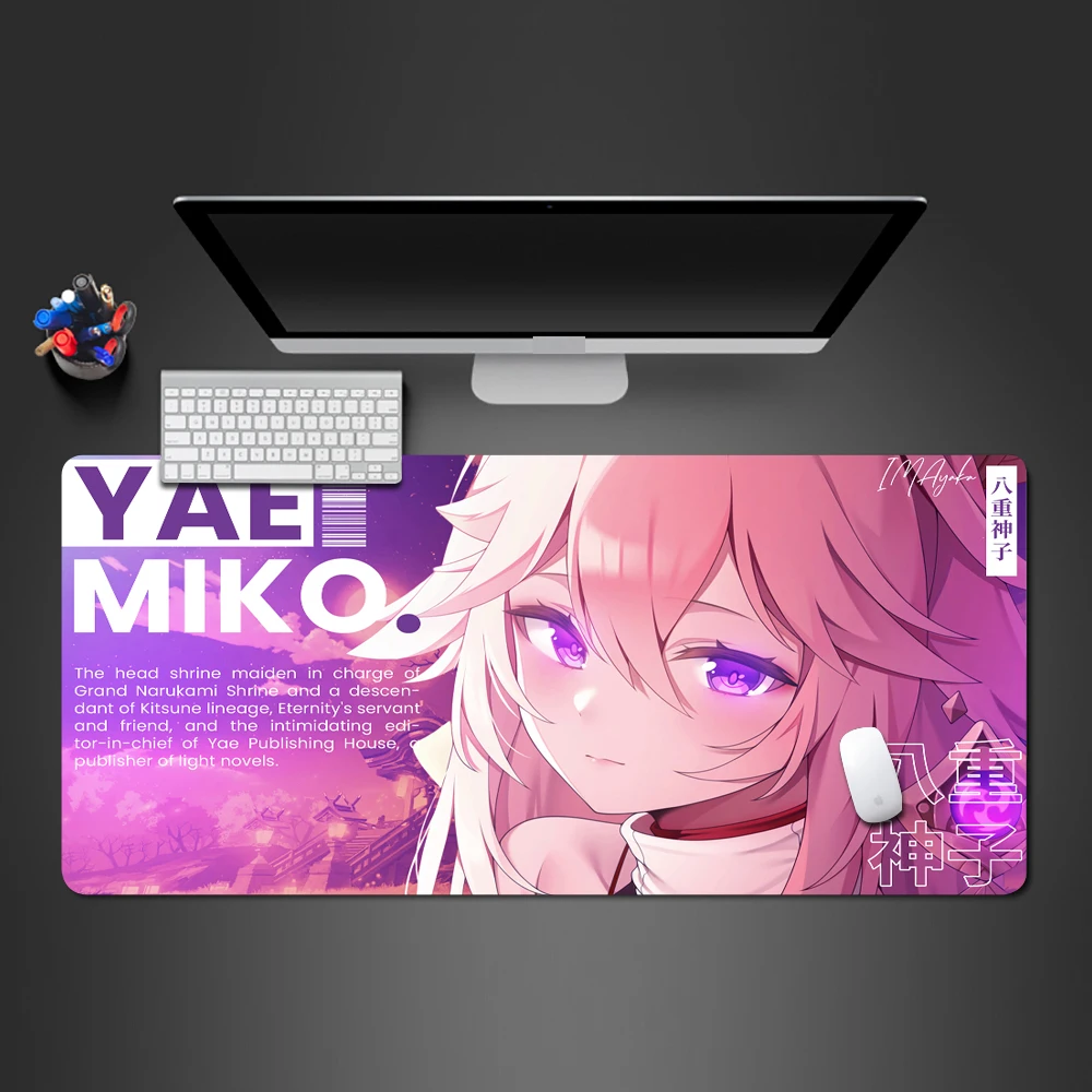 

Gaming Pad Mouse Genshin Impact Yae Miko Gamer Table Desk Mat Office Computer Mats Kawaii Anime Girl Mause Ped Laptop Accessory