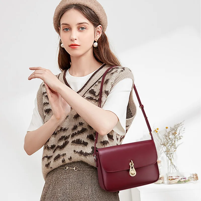

Fashion Women's Handbags New Genuine Leather Ladies' Bags All-Match Messenger Bag Tofu Underarm Small Square Bags
