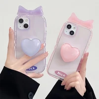 cute creative bow tie candy colors love folding stand girl phone case for iphone 13 12 11 pro max x xr anti drop soft back cover