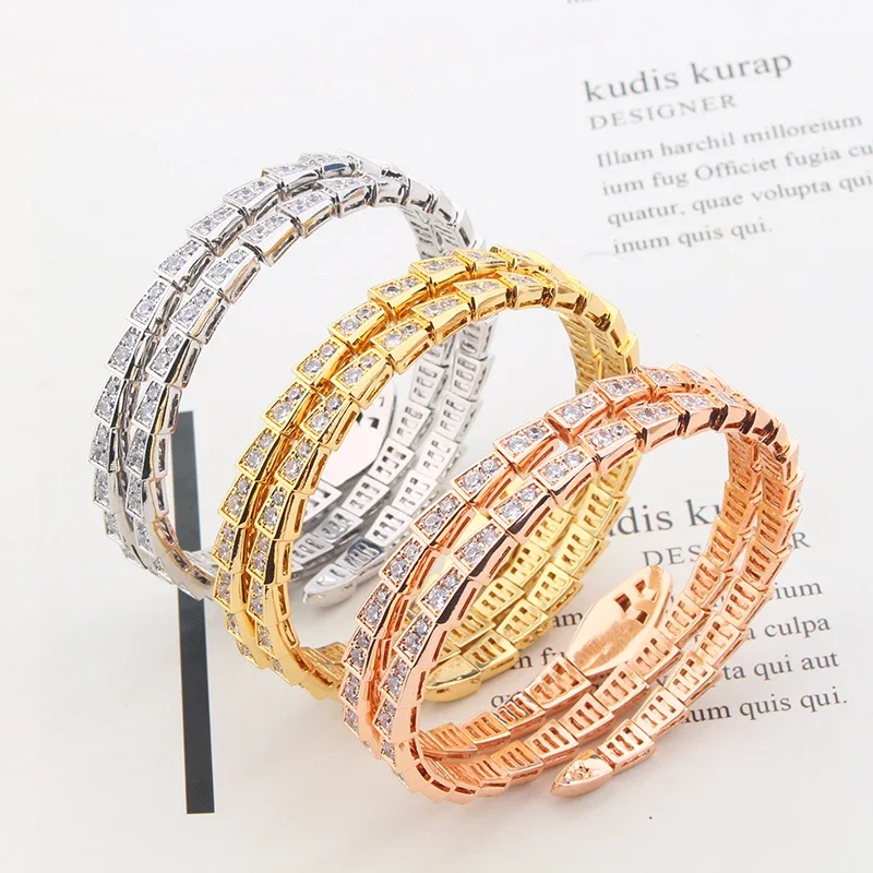 Роскошный брендовый модный браслет-манжета в виде змеи 3-слойный браслет стиле