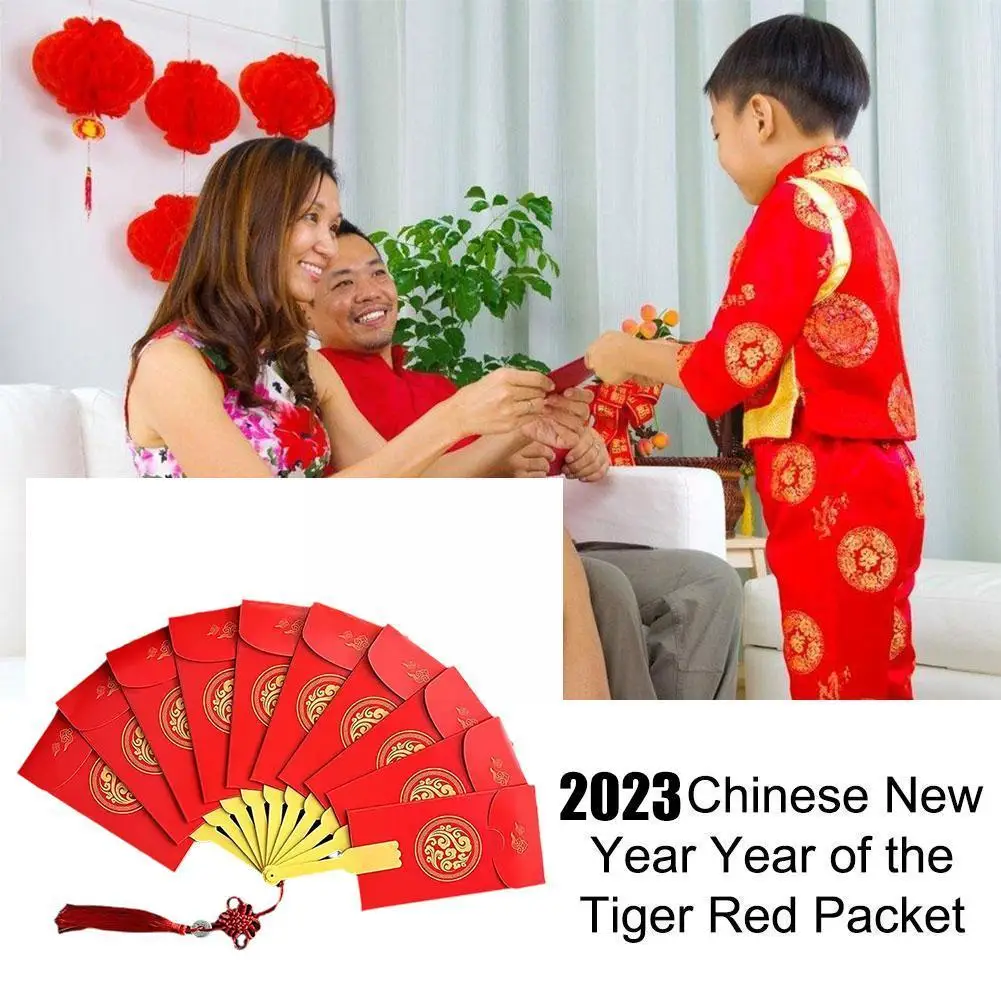 

2023 Creative New Year Red Envelopes Fan Shape Hongbao Festival Best Pocket Spring Wish Money Pockets Chinese Bag Gift Luck K1L5