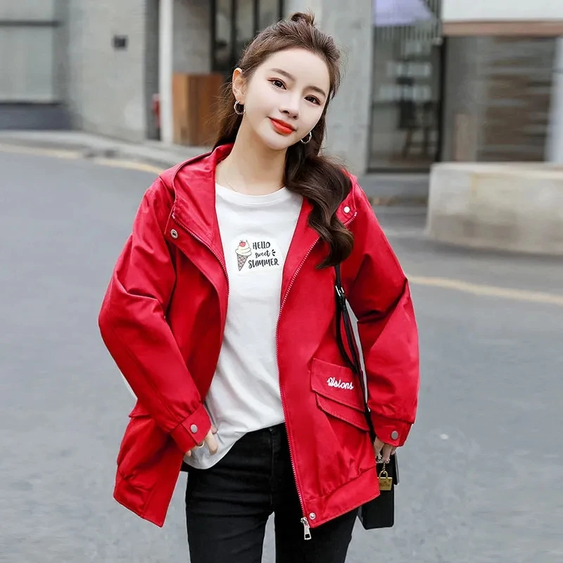 

Spring Autumn Women's Coat All-match Windbreaker 2023 New Korean Loose Lady Trench Coat Fashion Slim Jacket Long Basic Coat