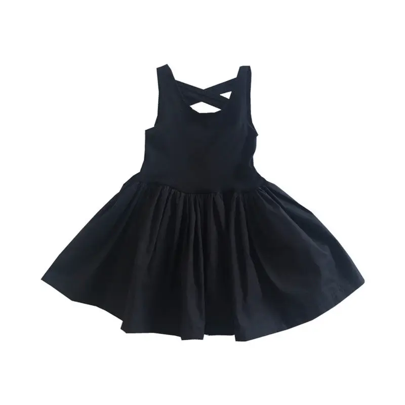 

2-8y Baby Girls clothes Kids Summer Children's clothing Teen Slip dress Black Skirt Backless Hollow out Princess Tutu Girl party