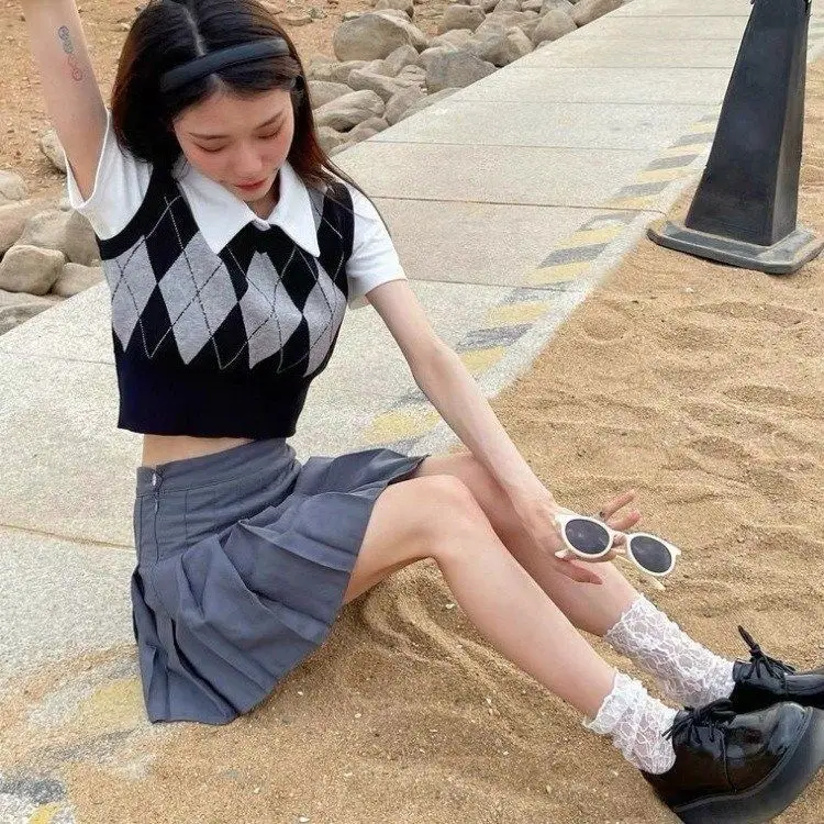 

2pcs white and black silk stockings children summer thin fairy cute pile socks stockings