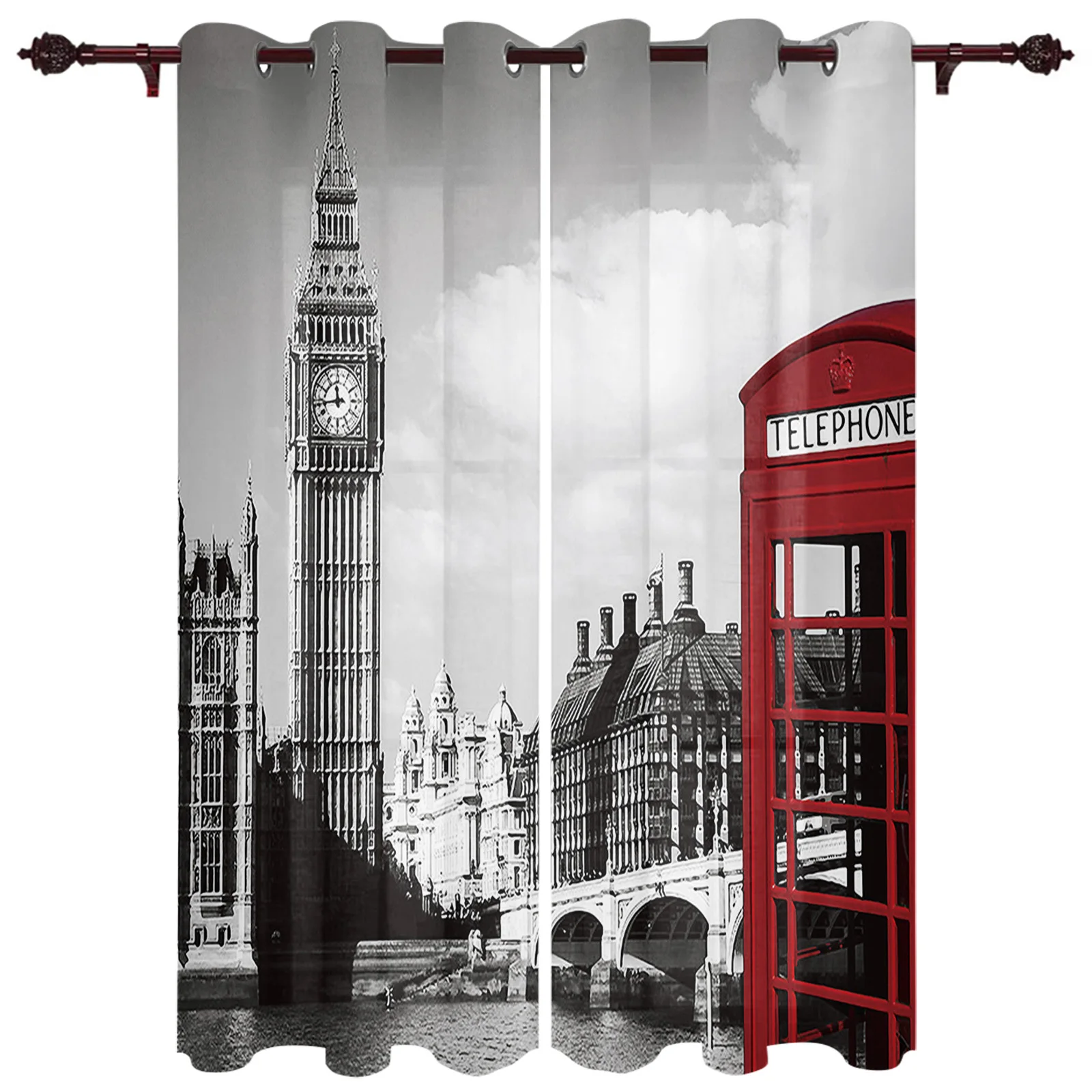 

Лондонская телефонная будка современные оконные шторы для гостиной роскошные жалюзи для спальни занавески Дверные Шторы