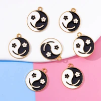20pcs round flower smile alloy enamel 1922mm charm pendant yin yang tai chi bagua bracelet necklace earrings jewelry making set