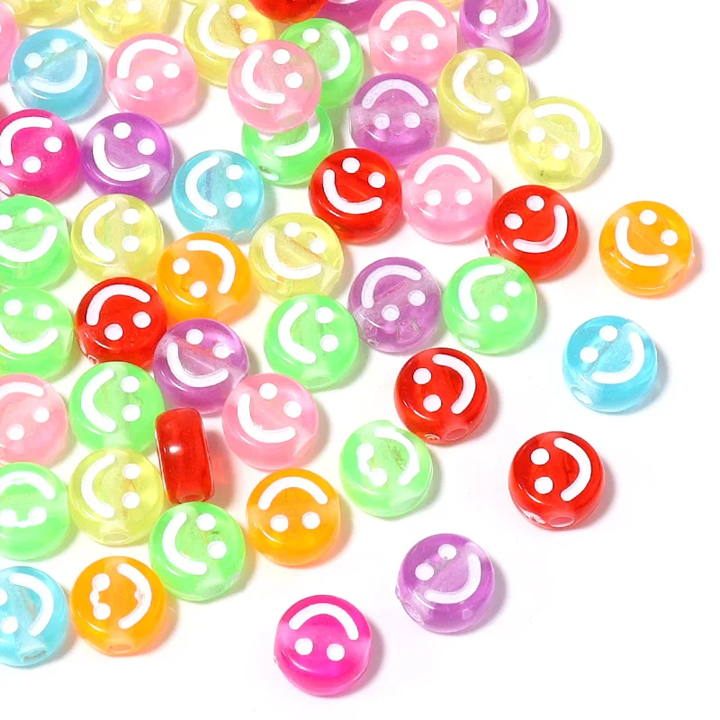 Акриловые бусины с улыбкой, 100 шт./партия, 7 мм, для изготовления ювелирных изделий, свободные разделители, оптовая продажа, Прямая поставка