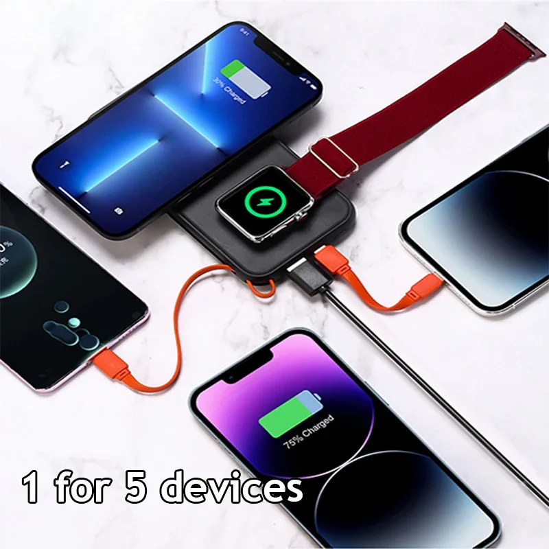 Магнитный беспроводной внешний аккумулятор 3 в 1 для iPhone iWatch Apple Watch 10000 мАч быстрая