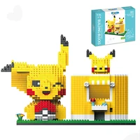 new 1502 pcs pokemon pikachu pen holder series creative mini blocks kids funny toy bricks action figure toys for children
