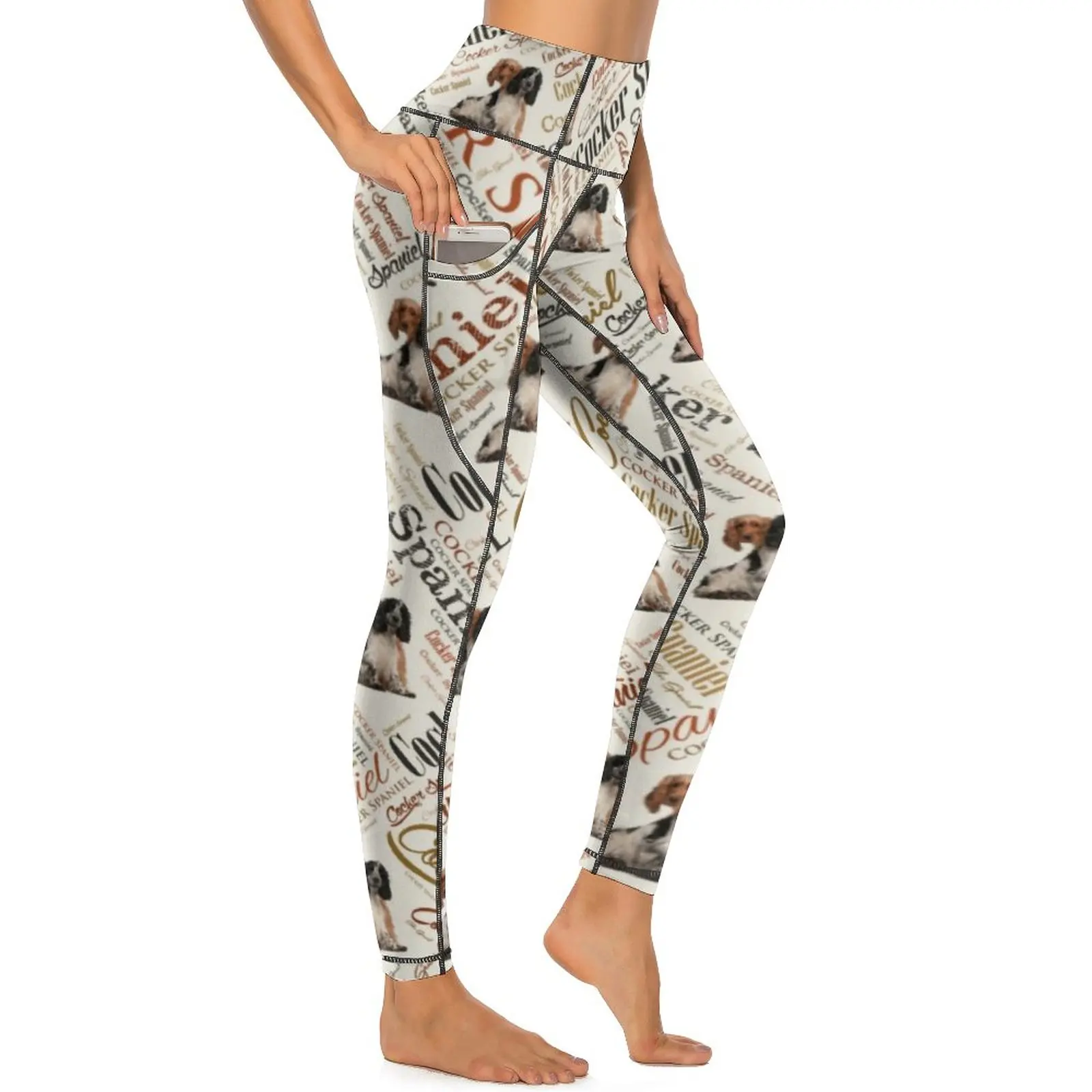 

Леггинсы с принтом слов, сексуальные штаны для фитнеса и йоги в виде животных, кокер-спаниель, эластичные спортивные Леггинсы с эффектом пуш-ап, дышащие дизайнерские леггинсы