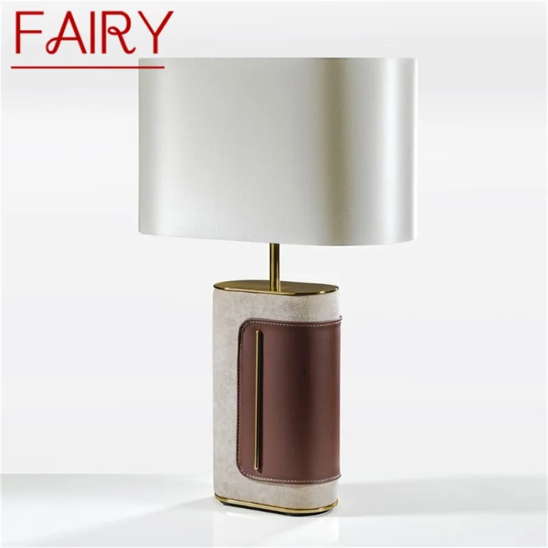 

FAIRY Postmodern Table Lamp LED Simple Fashion Bedside Desk Light Vintage Leather Decor for Home Living Room Bedroom