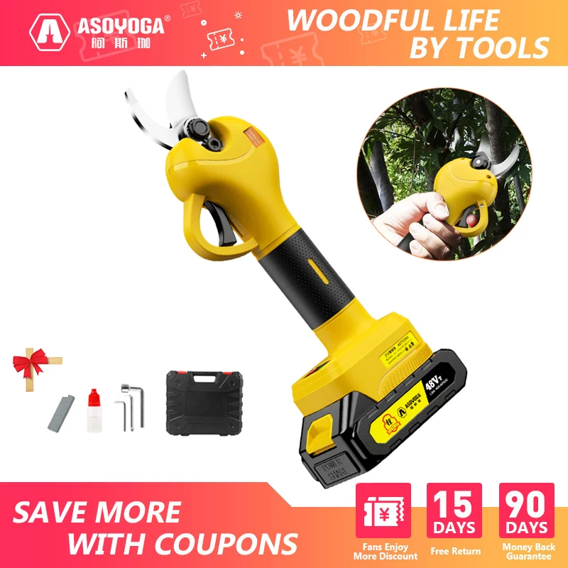 

ASOYOGA Electric Pruning Shears 28mm Brushless Cordless Pruning Scissors Garden Pruner for Makita 18V Battery