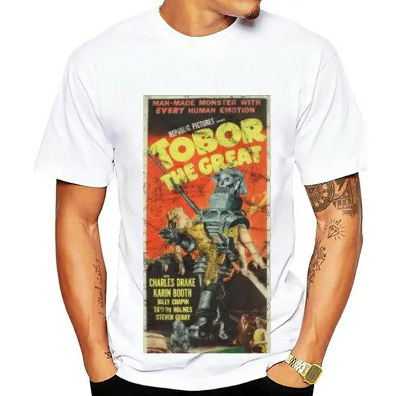 Футболка Tobor the Great Retro Movie Art культовая классическая футболка Sci Fi винтажная с