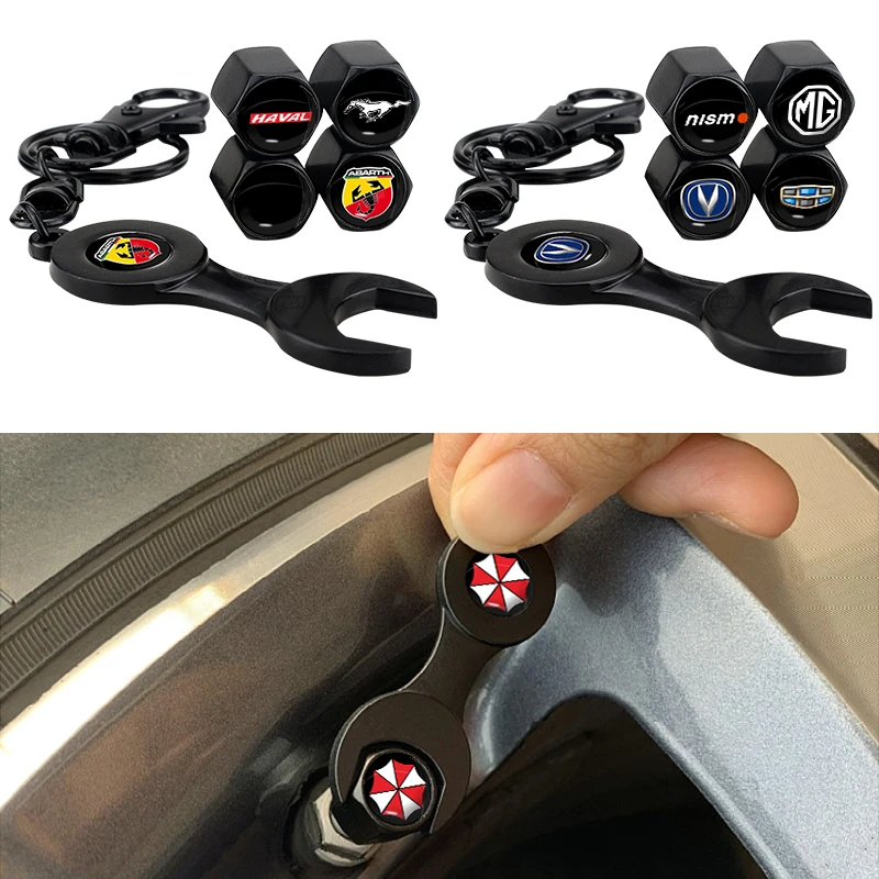 

Automobile Tire Valve Cap Wheel Stem Air Cover Key Chain for Saab 93 Aero Vector Sport Hatch Radio Pantalla 95 Car Accessories