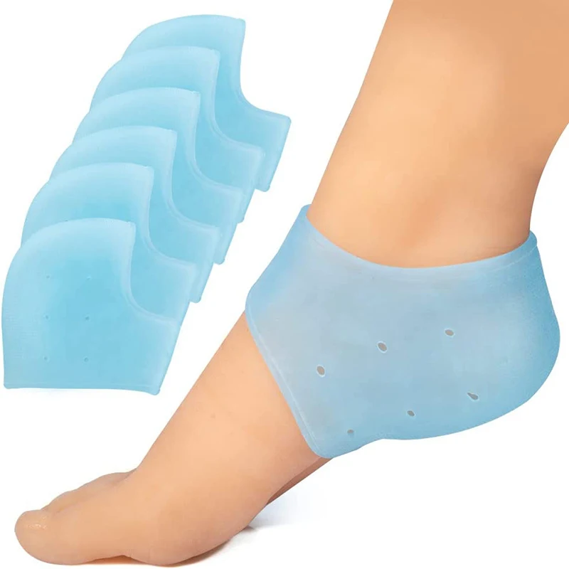 2Pcs Silicone Feet Care Socks Moisturizing Gel Heel Thin Socks with Hole Cracked Foot Skin Care Protectors Lace Heel Cover