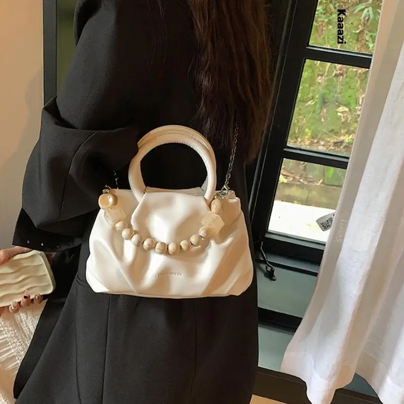 

Beaded Chain Crossbody Bag High Fashion Top Handle Handbag Designer Leather Shoulder Bag Luxury Women Versatile New 2023 Hit