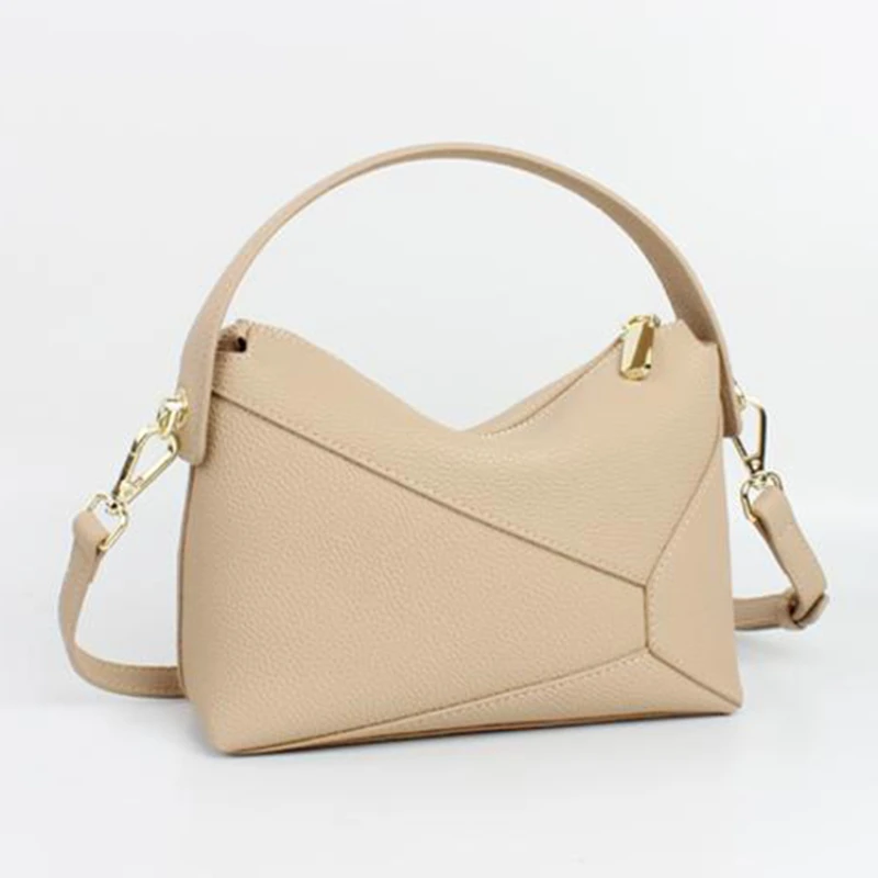 Women's Bag Genuine Leather Geometric Tote Bag New Lady Underarm One Shoulder Bag Female Popular Commuter Messenger Handbag