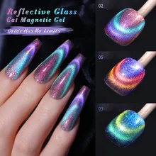 BORN PRETTY 10ml Double Light Reflective Glass Cat Magnetic Gel Sparkling Rainbow Color Gel Nail Polish Varnis Semi Permanent