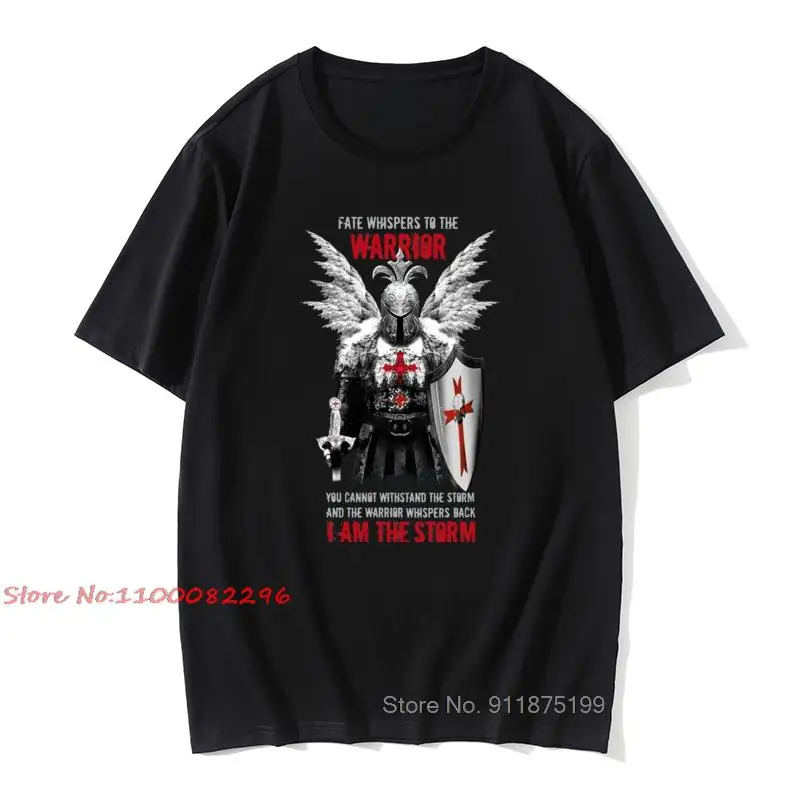 

Funny Men T Shirt Knights Templar Warrior Print Manly Male Black Tops Tees Pure Cotton No Fade Vintage Design T-shirt
