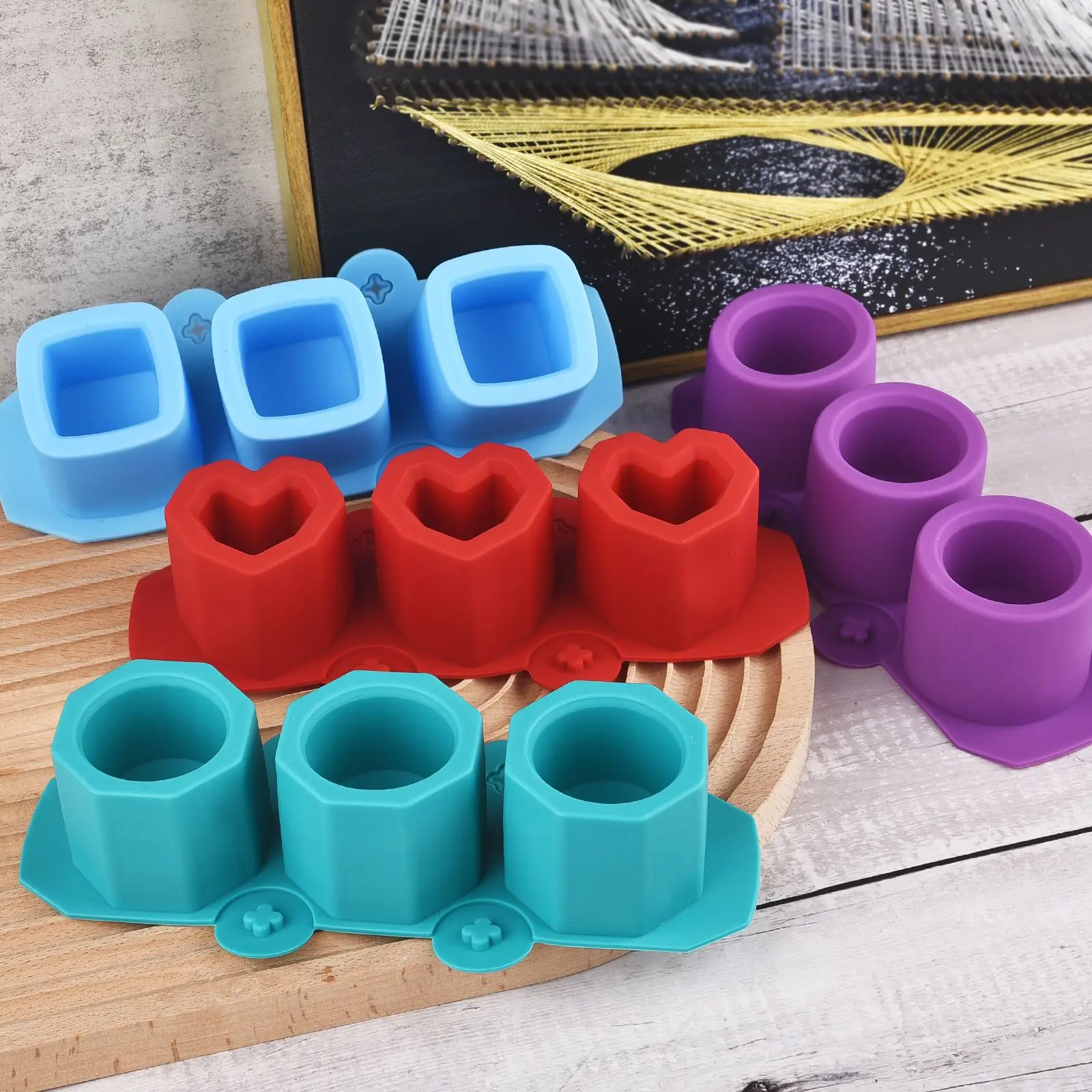 

4Pcs/Set Gypsum Candle Jar Silicone Molds For DIY Plaster Cement Concrete Planter Pot Ice Cup Mould Home Decor Jewelry Making