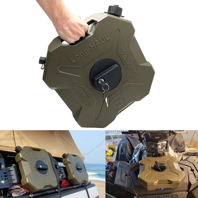 6L Liter Green Motorcycle Spare Jerry Can Gas Fuel Tank Plastic Petrol ATV UTV Car Container Gasoline Petrol Tank Canister