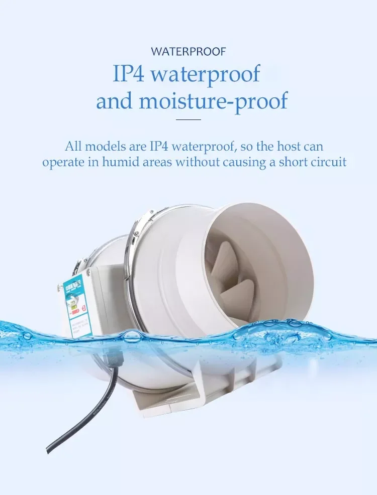 

4inch 220V Silent Inline Duct Fan Hydroponic Exhaust Air Extractor Blower for Home Bathroom Vent Grow Powerful Ventilation