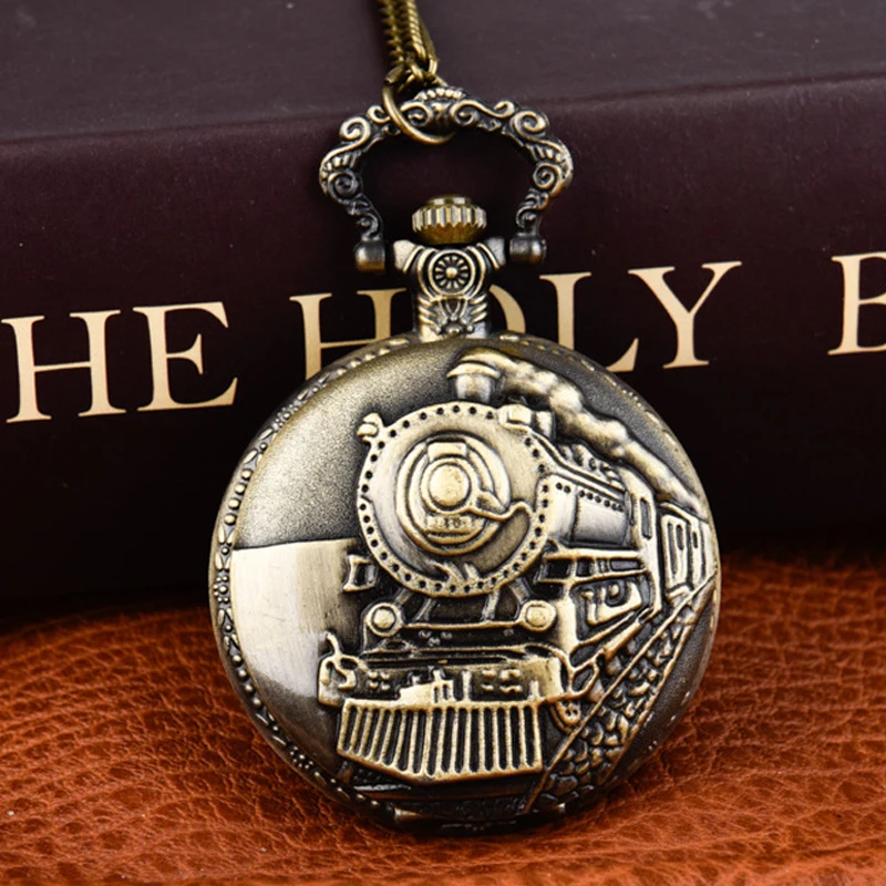 

Винтажные мужские кварцевые карманные часы с бронзовой гравировкой