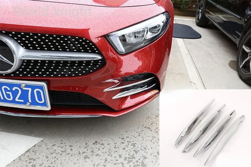 

4pcs ABS Chrome Car Head Front Lamp Decoration Strips Trim For Mercedes Benz A Class A180 A200 W177 2019 Accessories