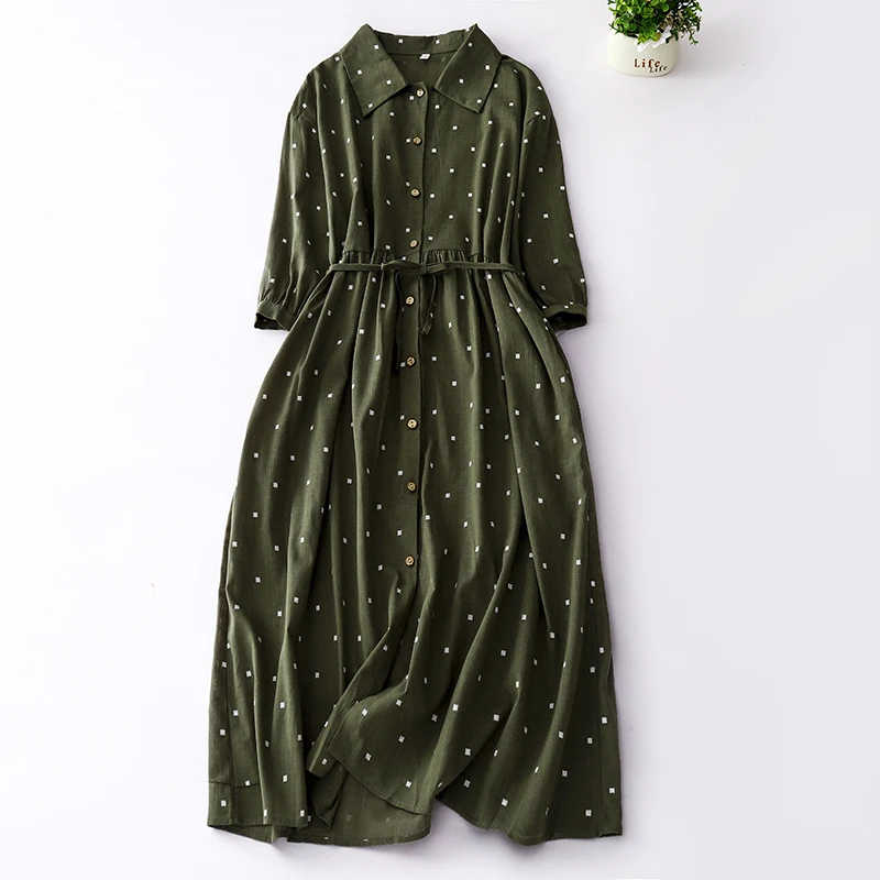 

Limiguyue литературное платье из хлопка и льна, новое женское однобортное длинное платье-рубашка, конопляное дышащее платье большого размера U437