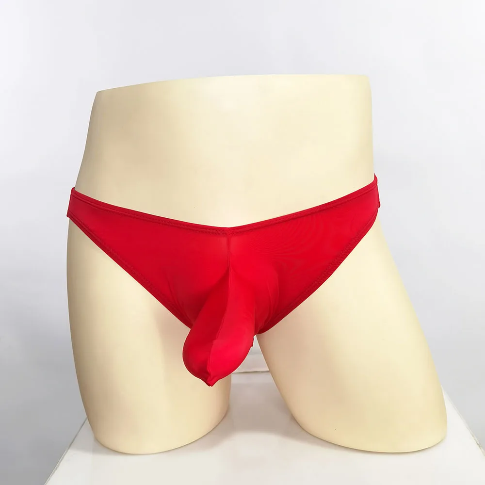 

Мужские трусы бикини с большим мешочком, серые дышащие трусы с U-образным выпуклым пенисом, сексуальное нижнее белье из вискозы, гей-трусы,