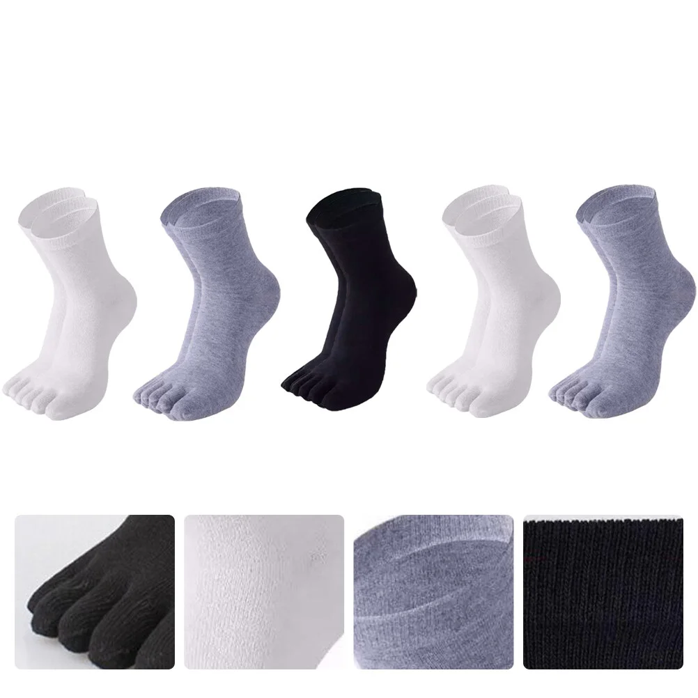 

5 Pairs Men's Five-Finger Cotton Socks Calf Stocking Male Toe Sports Running Athletic Absorbent Sweat