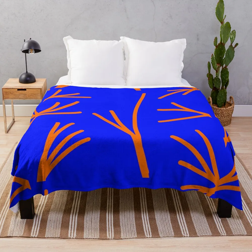 Синее и оранжевое одеяло. Роскошные декоративные лохматое