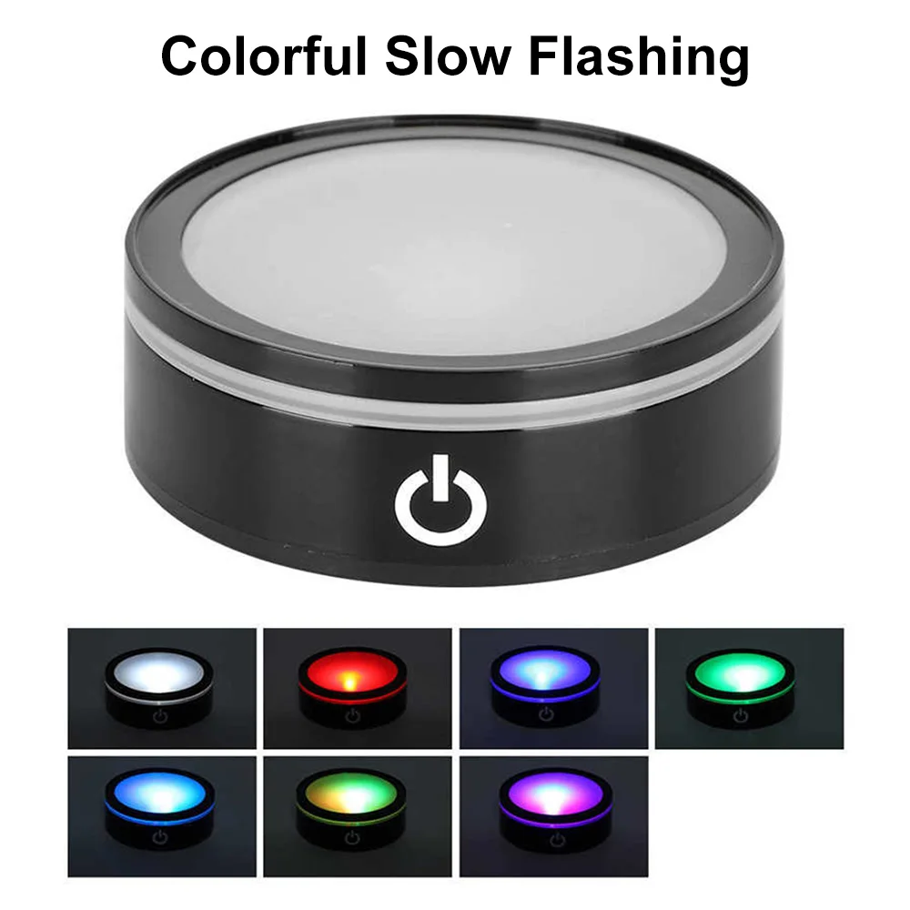 

3D LED Luminous Base Light Table Night Light Base Crystal Glass Transparent Objects Display Stand with Touch Switch Art Holder
