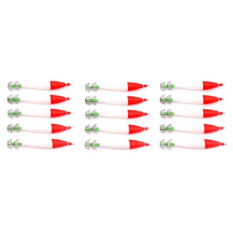 

15Pcs Luminous Vivid Simulation Squid Hook Fishing Tackle Lures Squid Jig Lures With Hook 10.5Cm