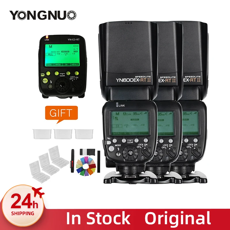 3x YONGNUO YN600EX-RT II 2.4G Беспроводной HSS 1/8000с Мастер TTL Вспышка Speedlite +YN-E3-RT Триггер для Canon 7D 6D 70D 60D 5D на.