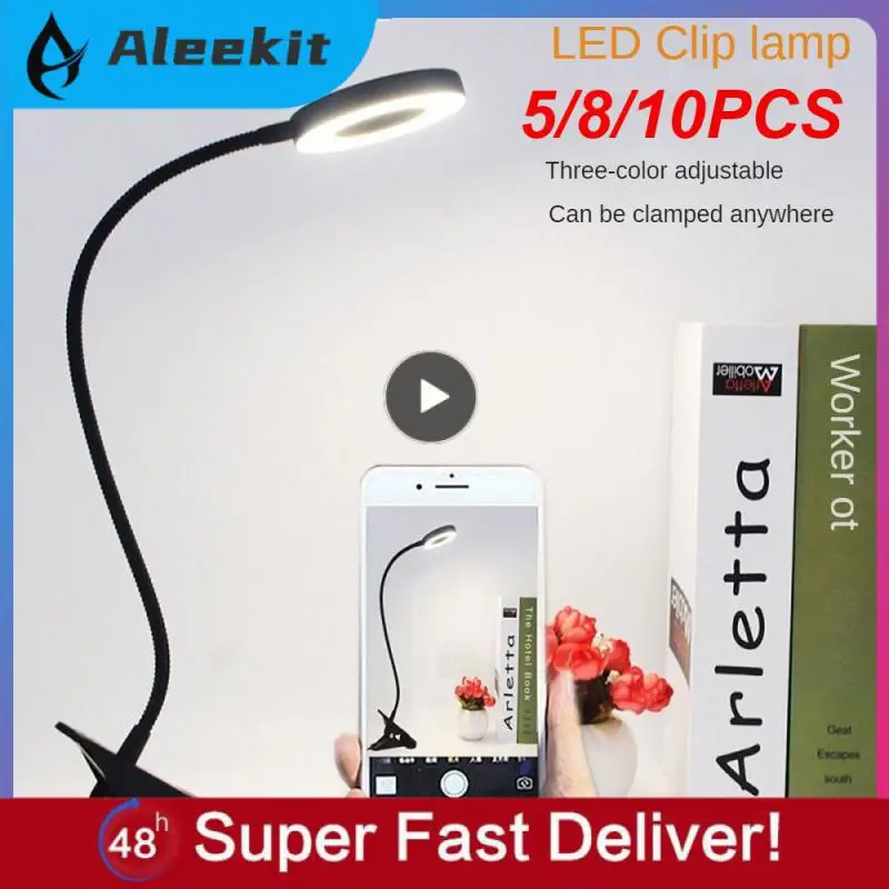 

5/8/10PCS Eye Protection Book Light Flexible Clip-on Table Lamp Easy Clip Lamp Folding Home Decor Rechargeable