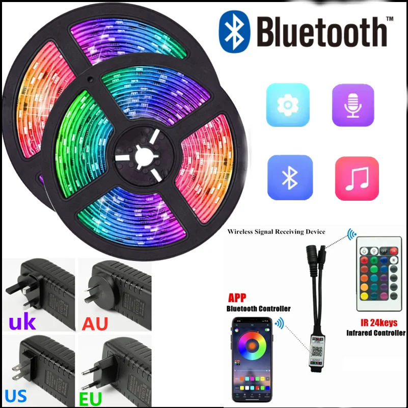 LED Light Strips 20M Bluetooth RGB 5050 Flexible  Alexa Voice Flexible Lamp Diode Tape For Festival Fita Home Decor Luz Decor